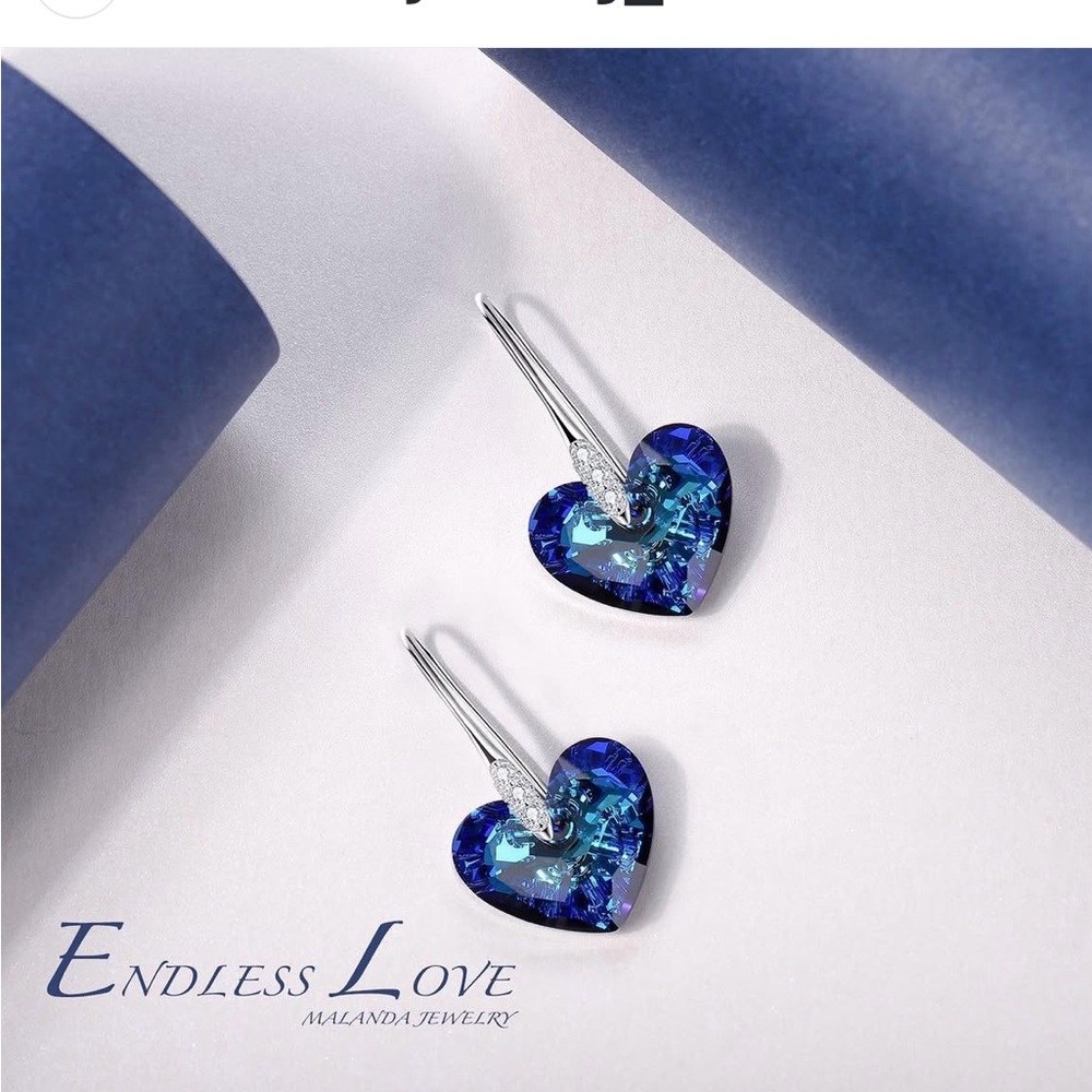 Blue Heart Earrings